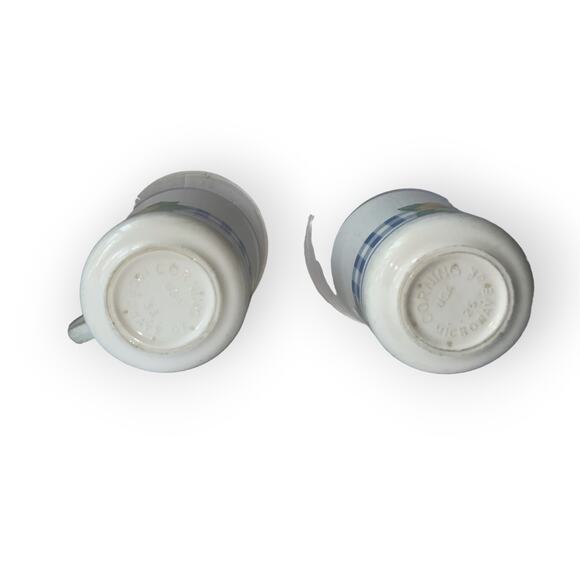 Vintage Corning Yellow Sunflower with Blue Plaid Made in the USA Coffee Cups - Picture 2 of 2